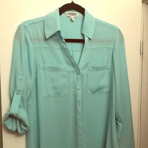 NWOT Express Small Aqua Portofino silky blouse